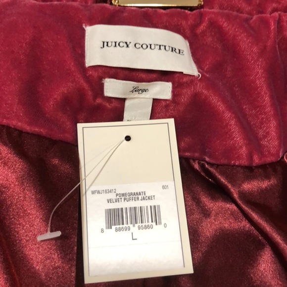 NWT JUICY COUTURE Red Velvet Puffer Coat Jacket - Picture 7 of 7